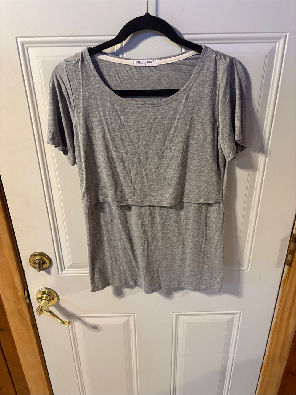 Smallshow Gray Short Sleeve Nursing Top Size Small